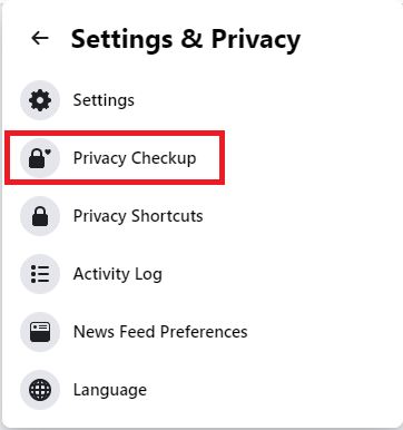 Click on Privacy Checkup