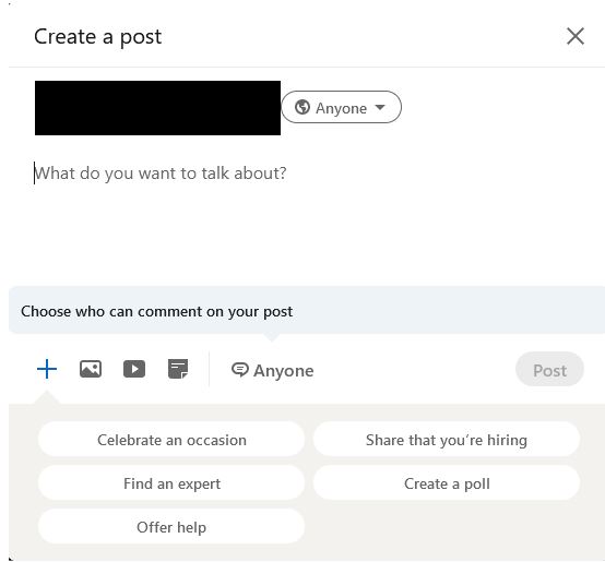 posting on LinkedIn