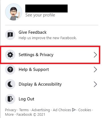 settings on Facebook