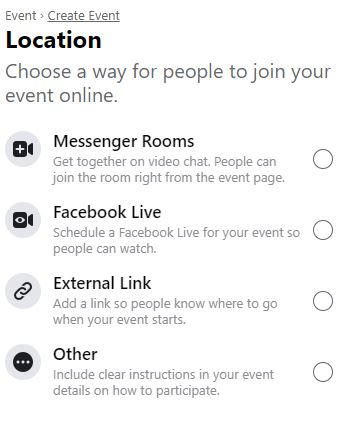 Facebook Event Location Setting