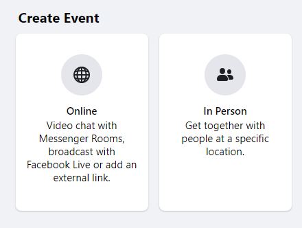select Facebook event options