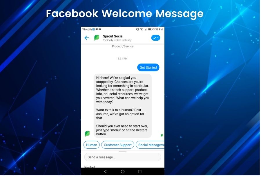 Facebook Welcome Message