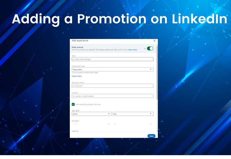 Adding a Promotion on LinkedIn