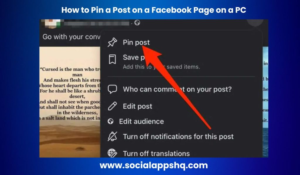 How to Pin a Post on a Facebook Page on a PC