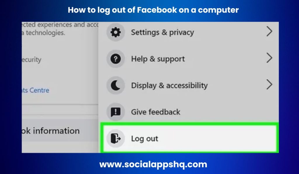 How to log out of Facebook on a computer