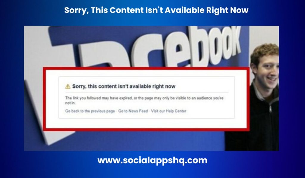 sorry this content isn't available right now facebook page