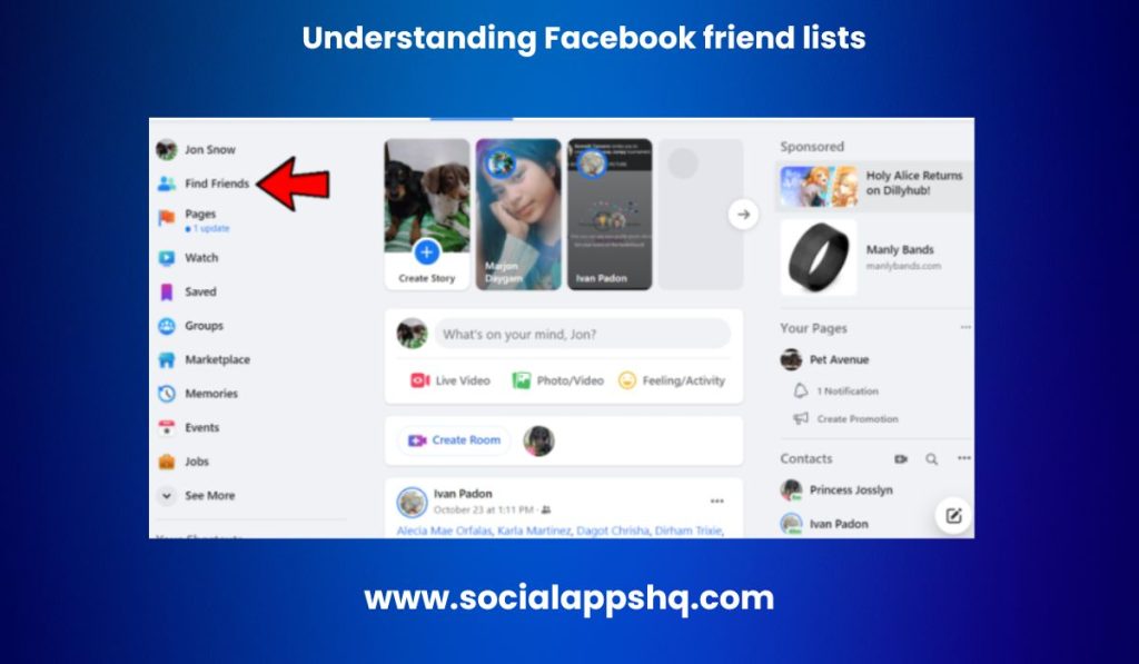 Understanding Facebook friend lists