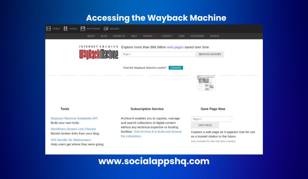 Accessing the Wayback Machine