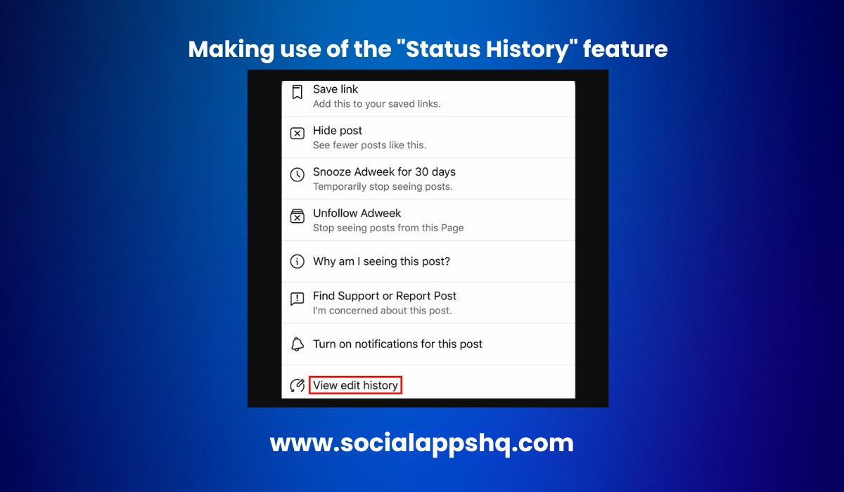 Making use of the "Status History" feature