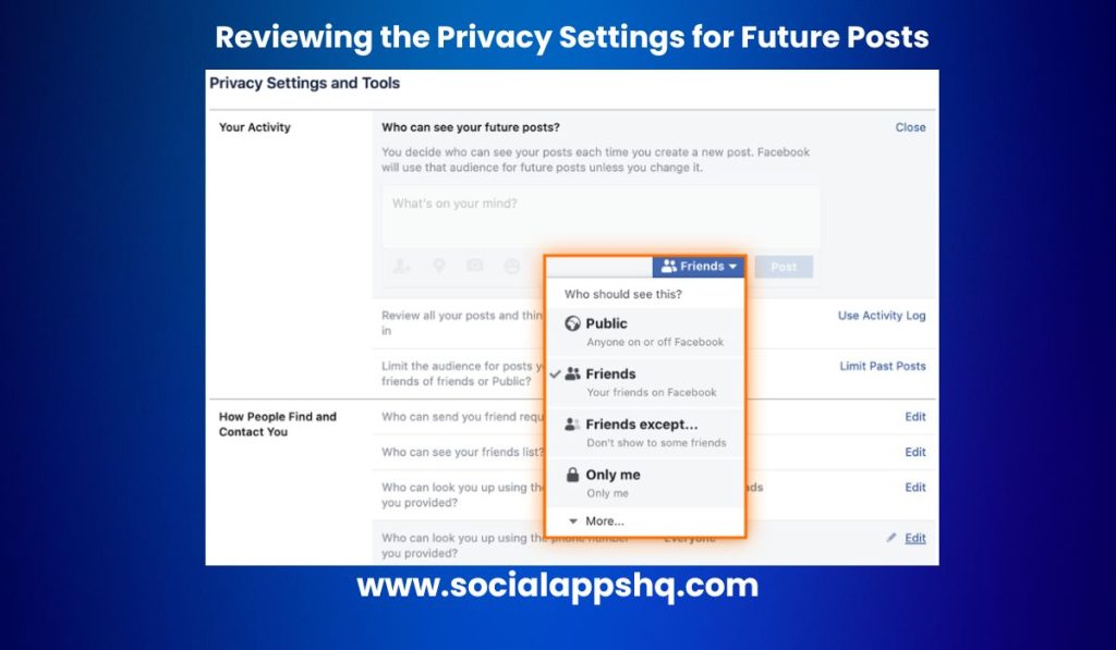 Reviewing the Privacy Settings for Future Posts