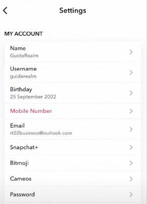 account settings