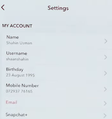 Snapchat settings